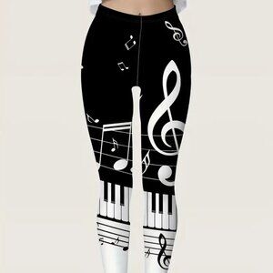 Music Print Jeggings (Size: XXL-XL-L)